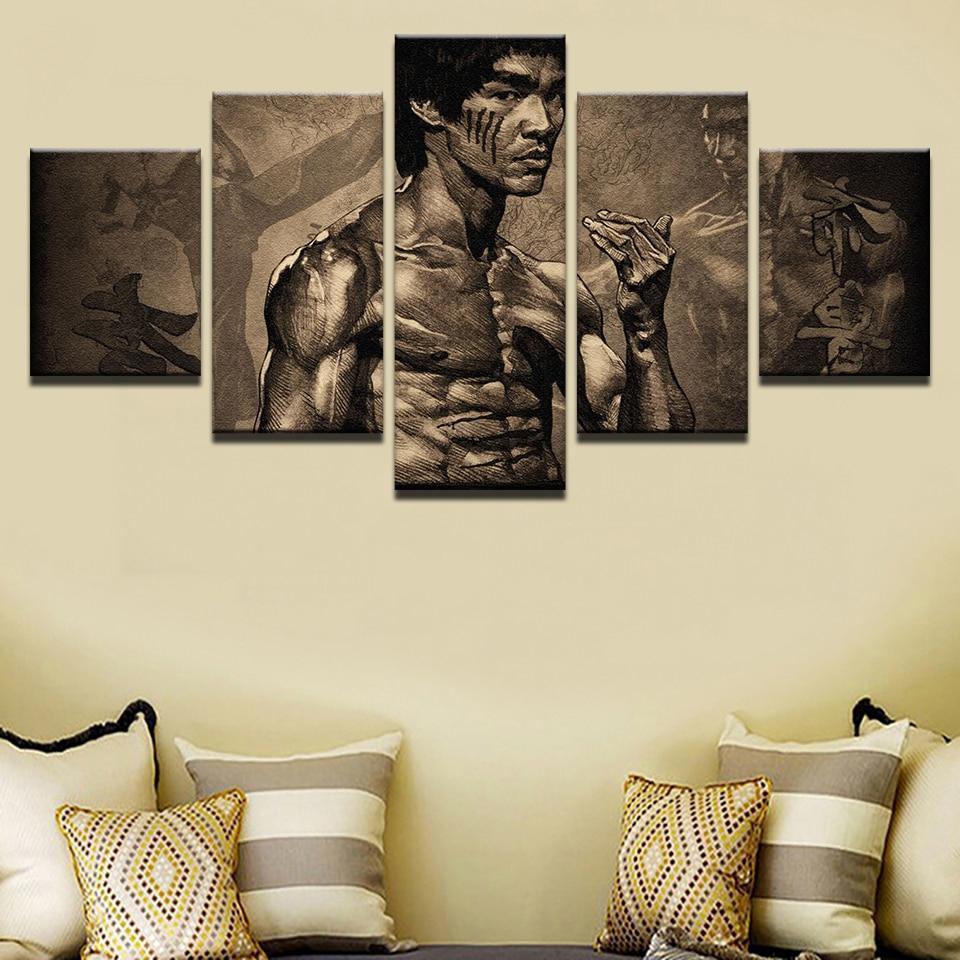 Drawing Of Bruce Lee Celebrity Canvas Wall Art