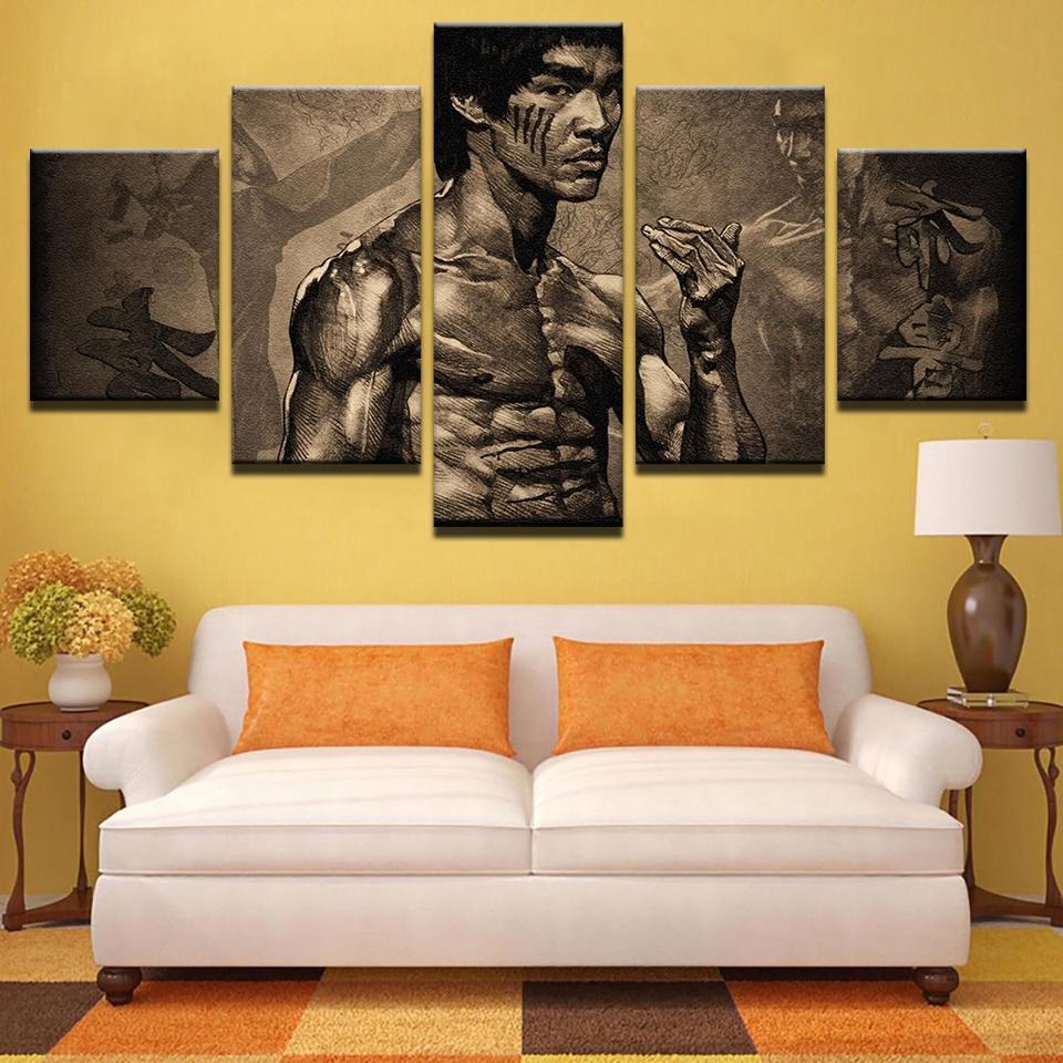 Drawing Of Bruce Lee Celebrity Canvas Wall Art