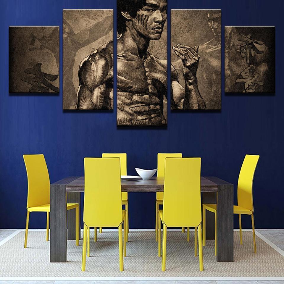 Drawing Of Bruce Lee Celebrity Canvas Wall Art