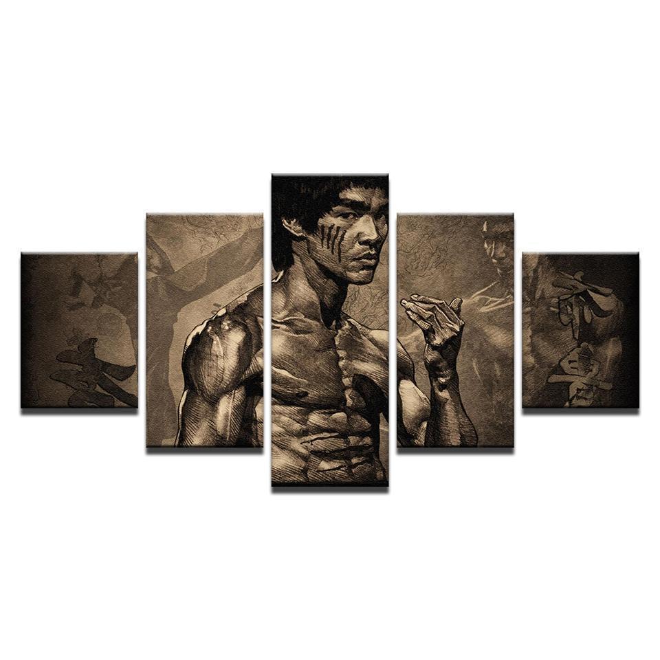 Drawing Of Bruce Lee Celebrity Canvas Wall Art