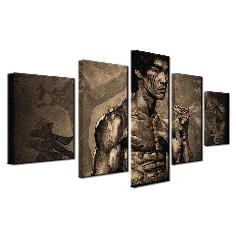 Drawing Of Bruce Lee Celebrity Canvas Wall Art