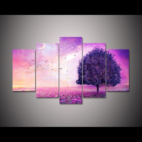 Dreamy Pink Purple Tree Nature Canvas Wall Art