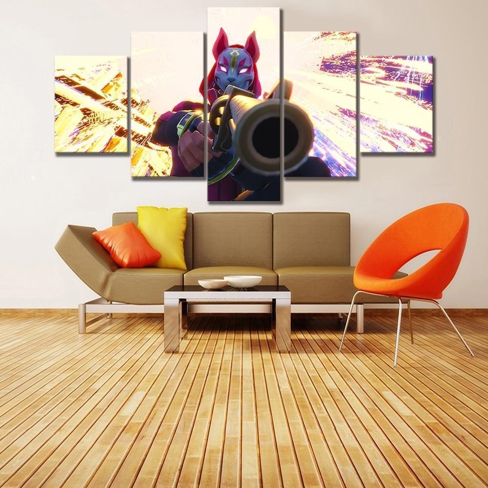 Drift Kitsune Mask Fortnite Gaming Canvas Wall Art