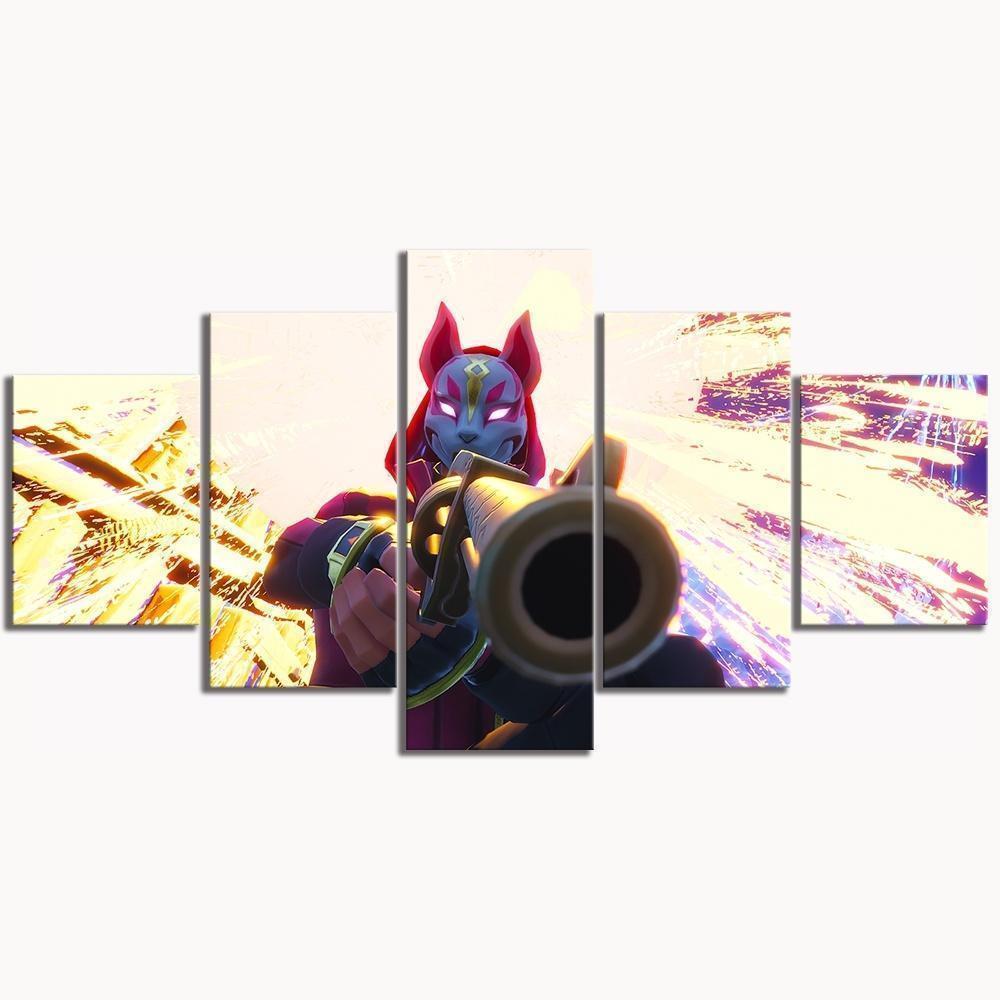 Drift Kitsune Mask Fortnite Gaming Canvas Wall Art