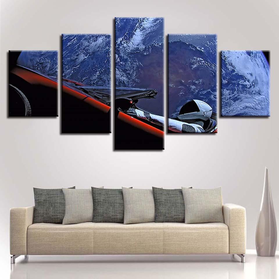 Driving Astronaust Space Canvas Wall Art