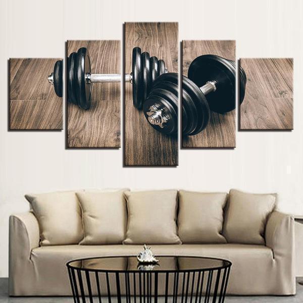 Dumbbells Duo Workout &amp;amp; Fitness Canvas Wall Art