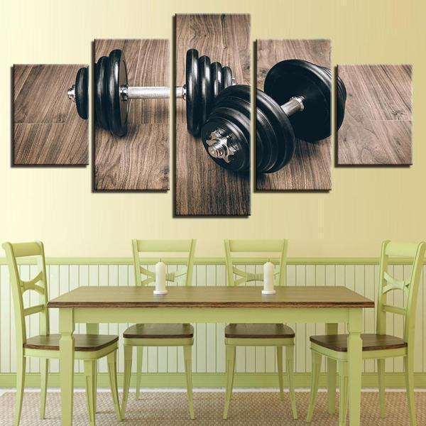 Dumbbells Duo Workout &amp;amp; Fitness Canvas Wall Art