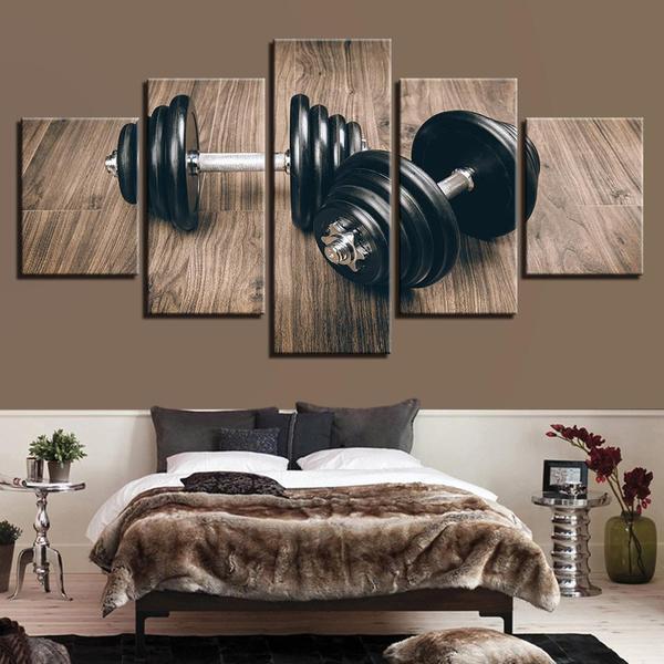 Dumbbells Duo Workout &amp;amp; Fitness Canvas Wall Art