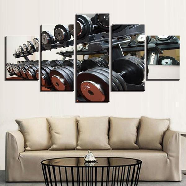 Dumbbells Metal Workout &amp;amp; Fitness Canvas Wall Art