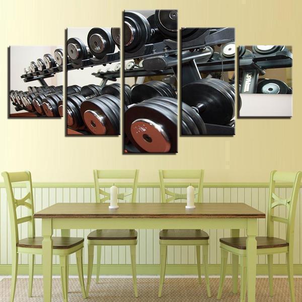 Dumbbells Metal Workout &amp;amp; Fitness Canvas Wall Art