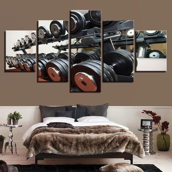 Dumbbells Metal Workout &amp;amp; Fitness Canvas Wall Art