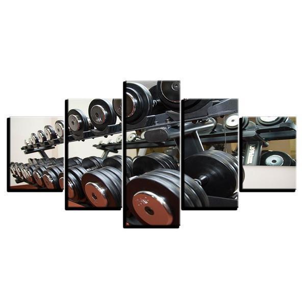 Dumbbells Metal Workout &amp;amp; Fitness Canvas Wall Art