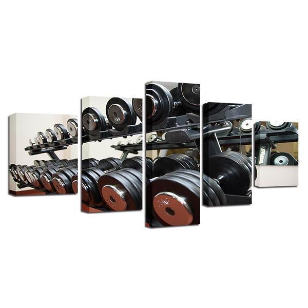 Dumbbells Metal Workout &amp;amp; Fitness Canvas Wall Art