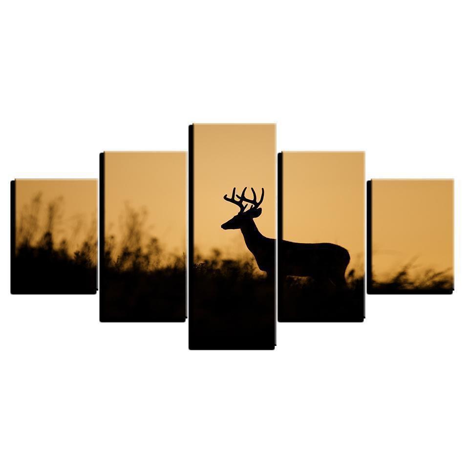 Dusk Forest Deer Animal Canvas Wall Art