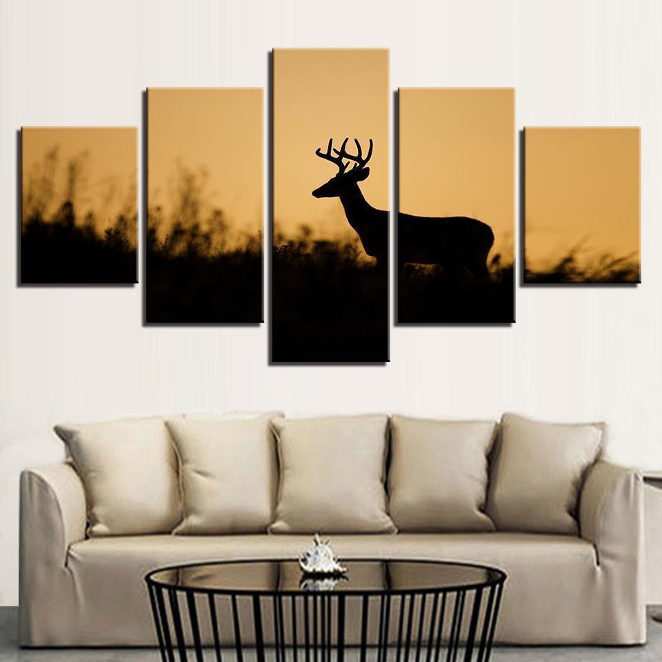 Dusk Forest Deer Animal Canvas Wall Art