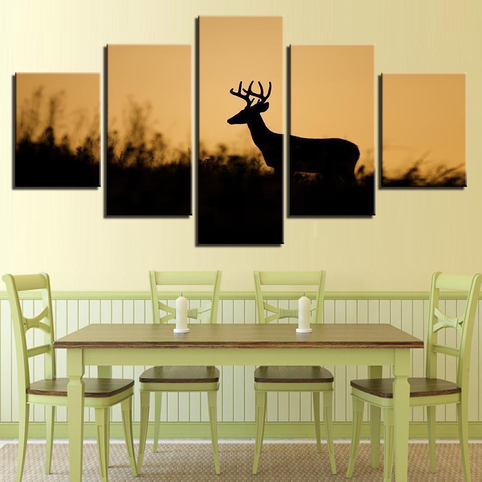 Dusk Forest Deer Animal Canvas Wall Art