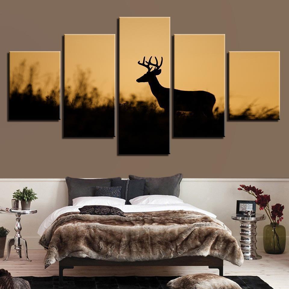 Dusk Forest Deer Animal Canvas Wall Art