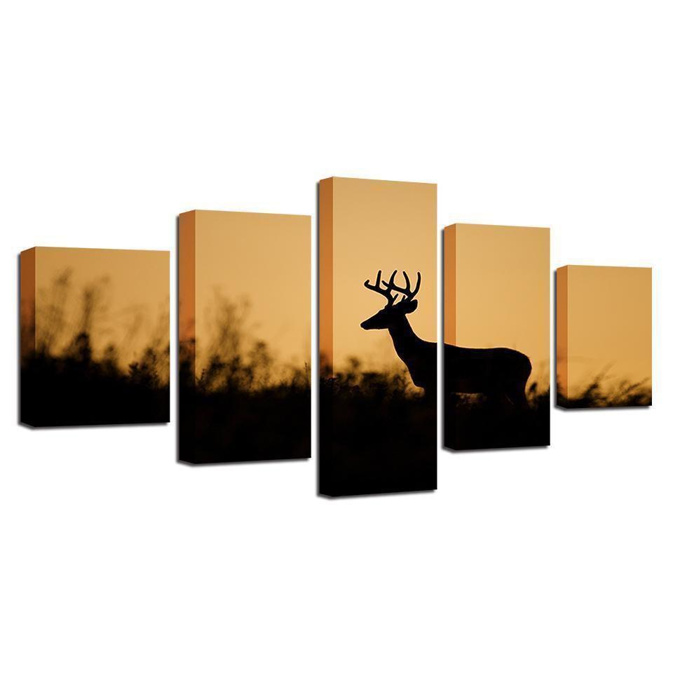 Dusk Forest Deer Animal Canvas Wall Art