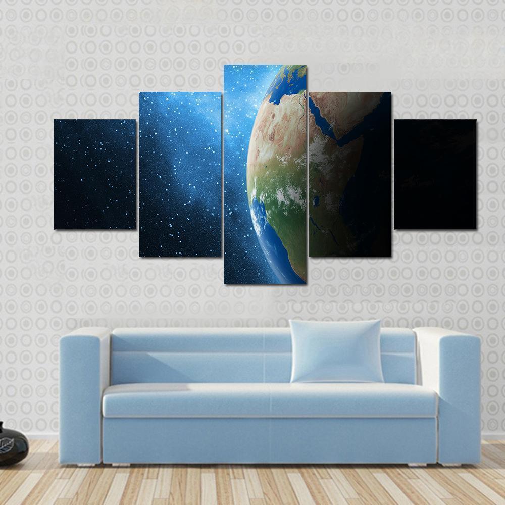 Earth And Milky Way Galaxy Space Canvas Wall Art
