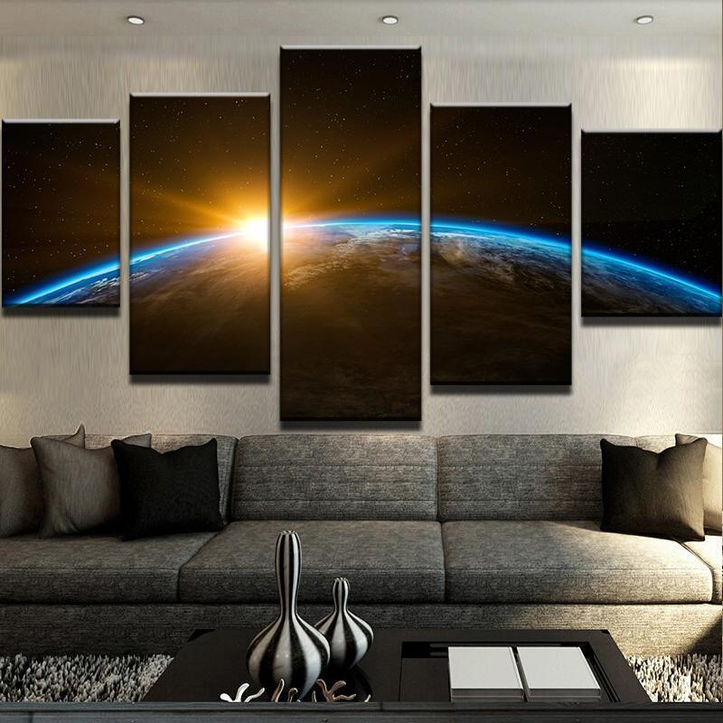 Earth Sunrise Space Canvas Wall Art