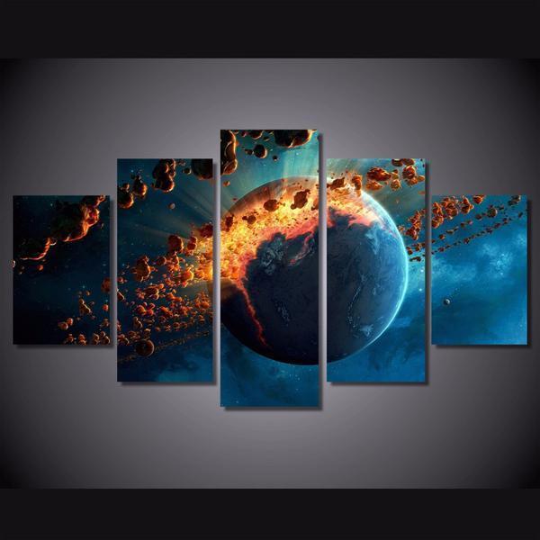 Earth Universe Explosion Spark Space Canvas Wall Art