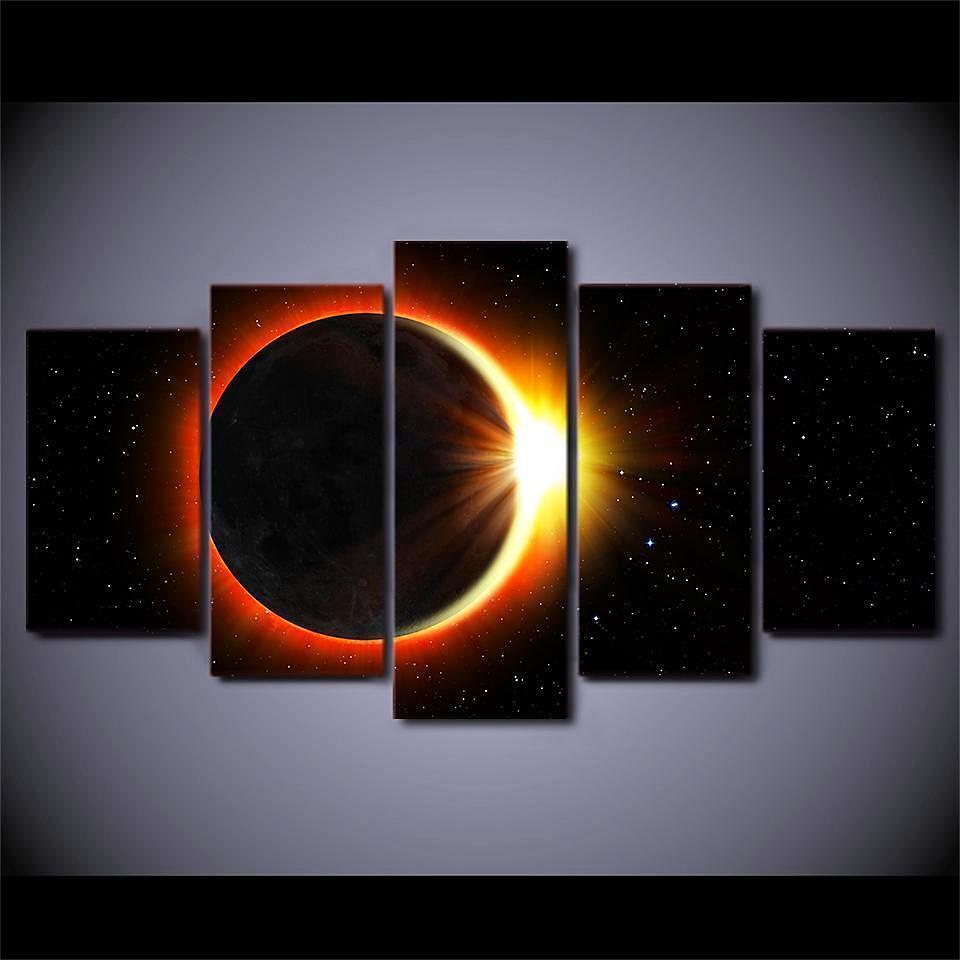 Eclipse Painting Space Universe Canvas Wall Art