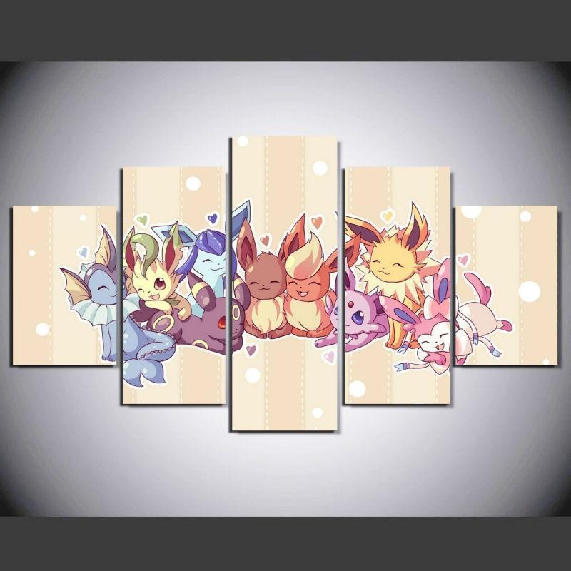 Pokemon Eevee Evolutions Anime Canvas Wall Art