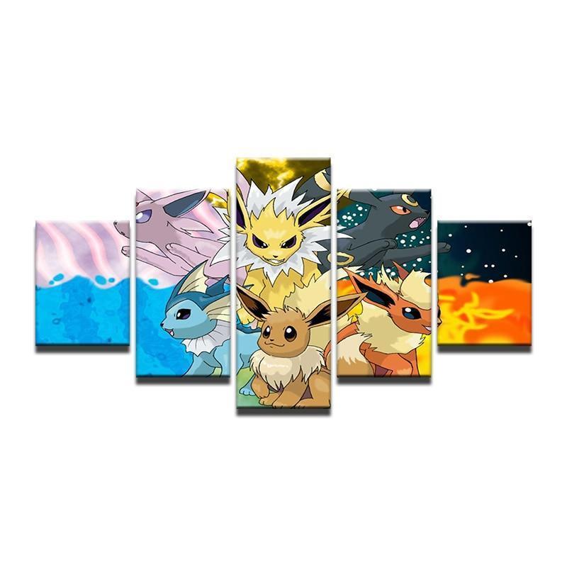 Pokemon Eevee Vaporeon Flareon Jolteon Anime Canvas Wall Art