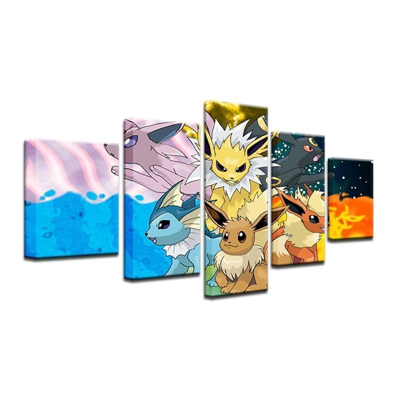 Pokemon Eevee Vaporeon Flareon Jolteon Anime Canvas Wall Art