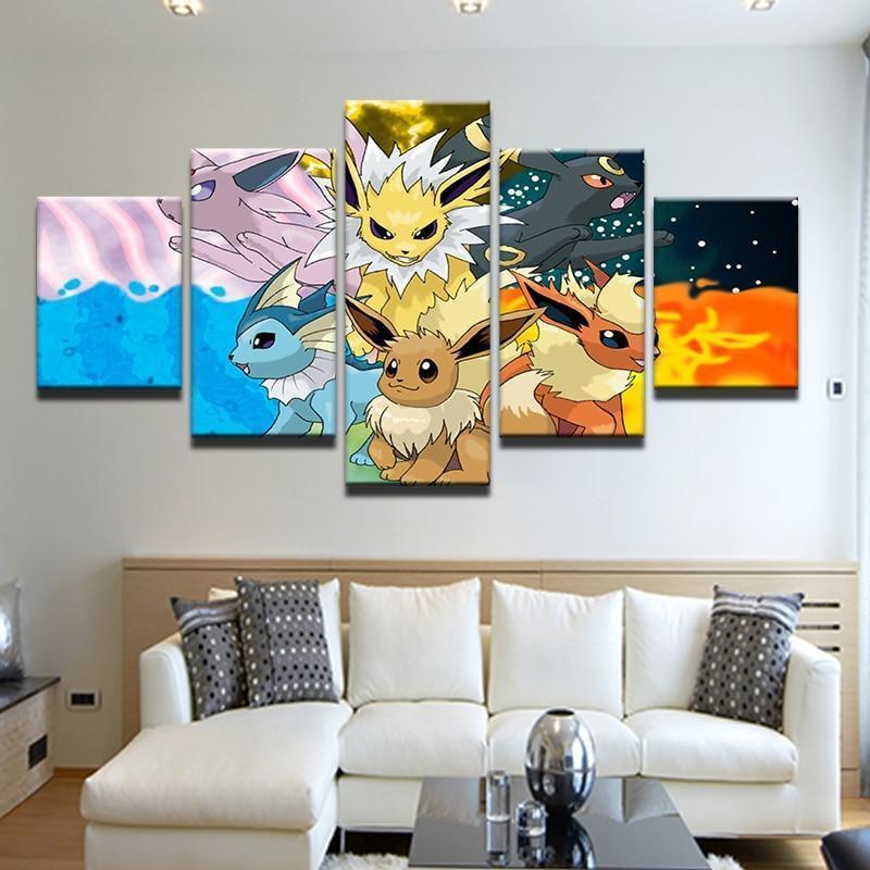 Pokemon Eevee Vaporeon Flareon Jolteon Anime Canvas Wall Art