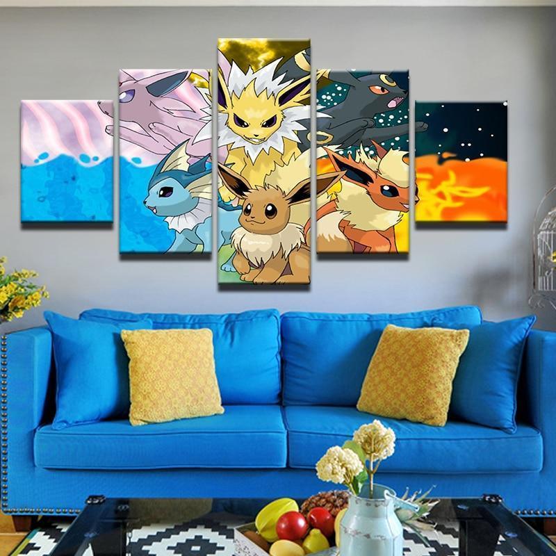 Pokemon Eevee Vaporeon Flareon Jolteon Anime Canvas Wall Art