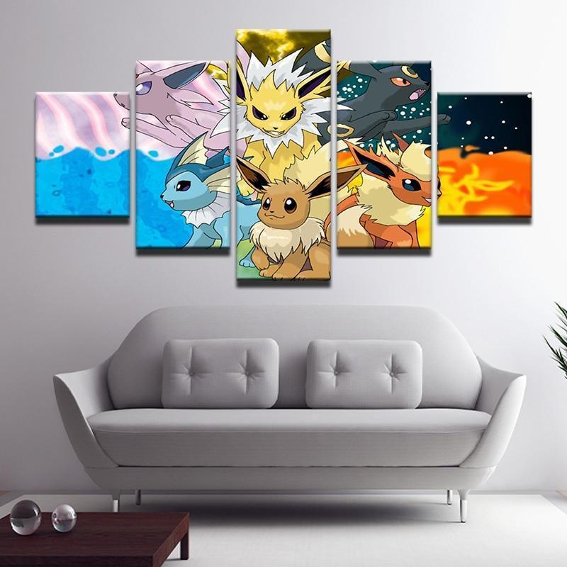 Pokemon Eevee Vaporeon Flareon Jolteon Anime Canvas Wall Art