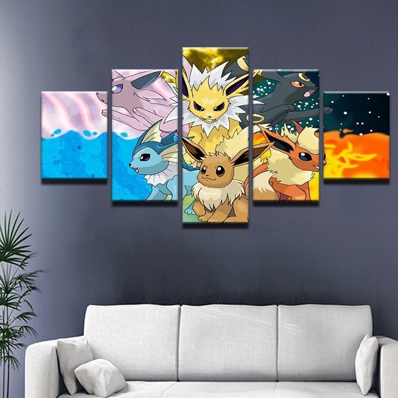 Pokemon Eevee Vaporeon Flareon Jolteon Anime Canvas Wall Art