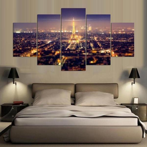 Eiffel Tower And Wonderful City Lights Of Paris Nature Canvas Wall Art