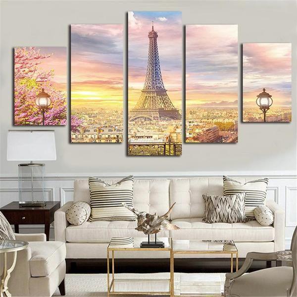 Eiffel Tower Flower Nature Canvas Wall Art