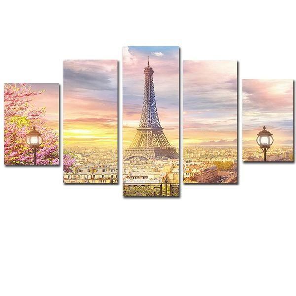 Eiffel Tower Flower Nature Canvas Wall Art