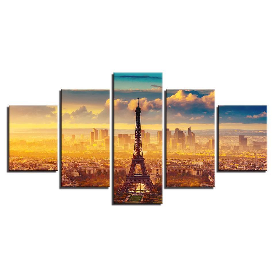 Eiffel Tower In The Sunrise Landscape Canvas Wall Art
