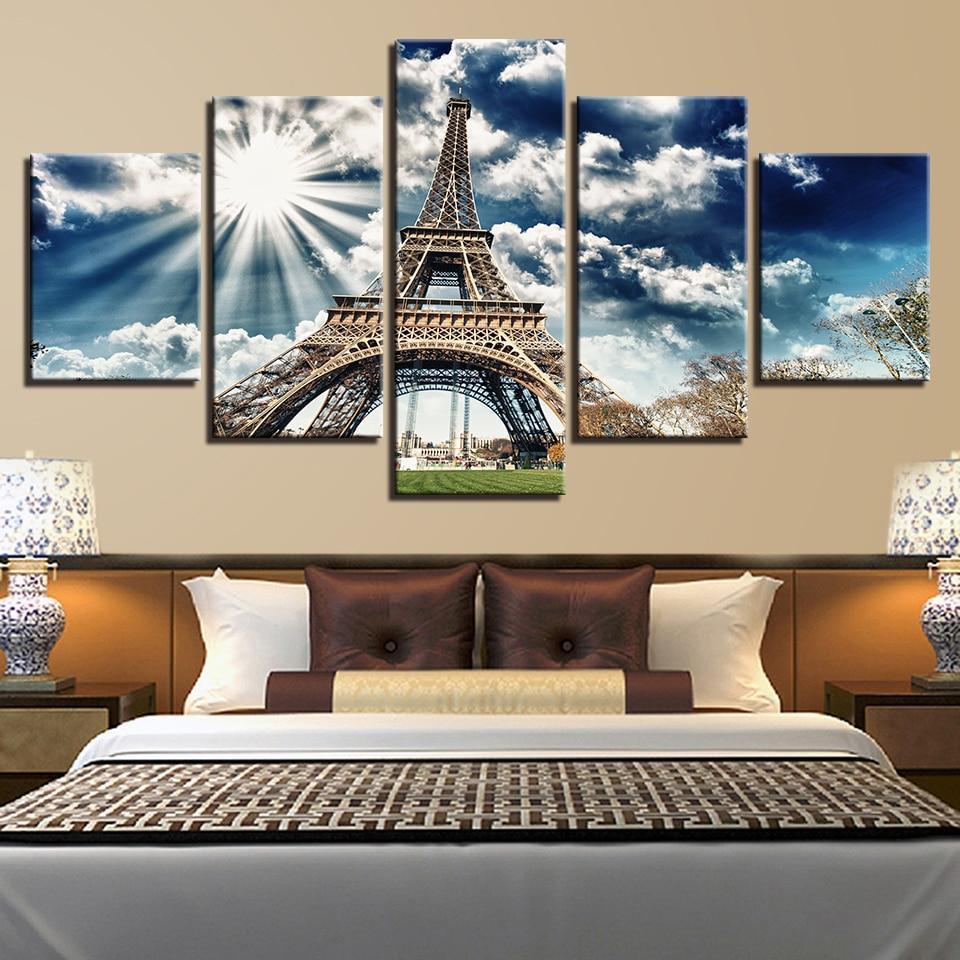 Eiffel Tower On Sunny Day Landscape Canvas Wall Art