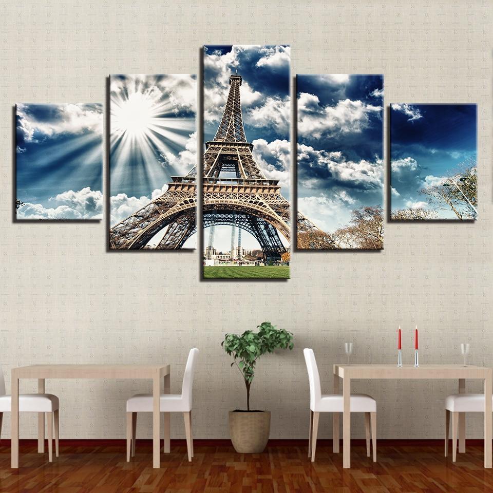 Eiffel Tower On Sunny Day Landscape Canvas Wall Art