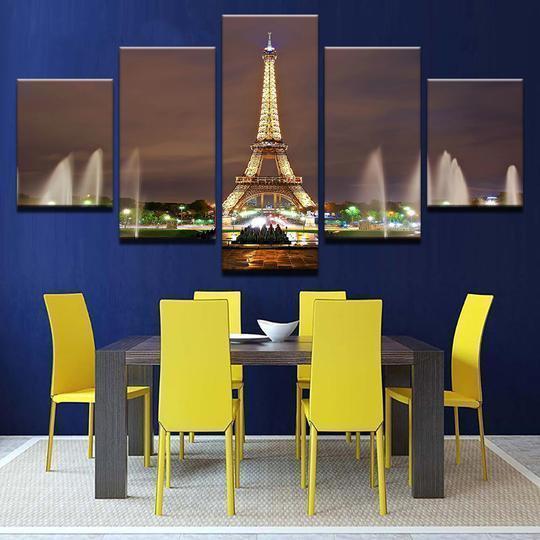 Eiffel Tower Paris At Night Nature Canvas Wall Art