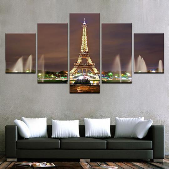 Eiffel Tower Paris At Night Nature Canvas Wall Art