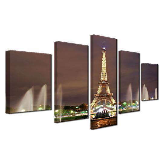 Eiffel Tower Paris At Night Nature Canvas Wall Art