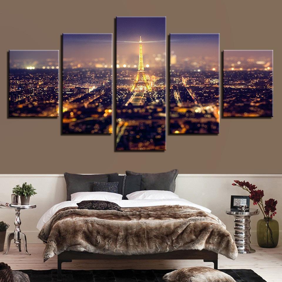 Eiffel Tower Paris Night Nature Canvas Wall Art