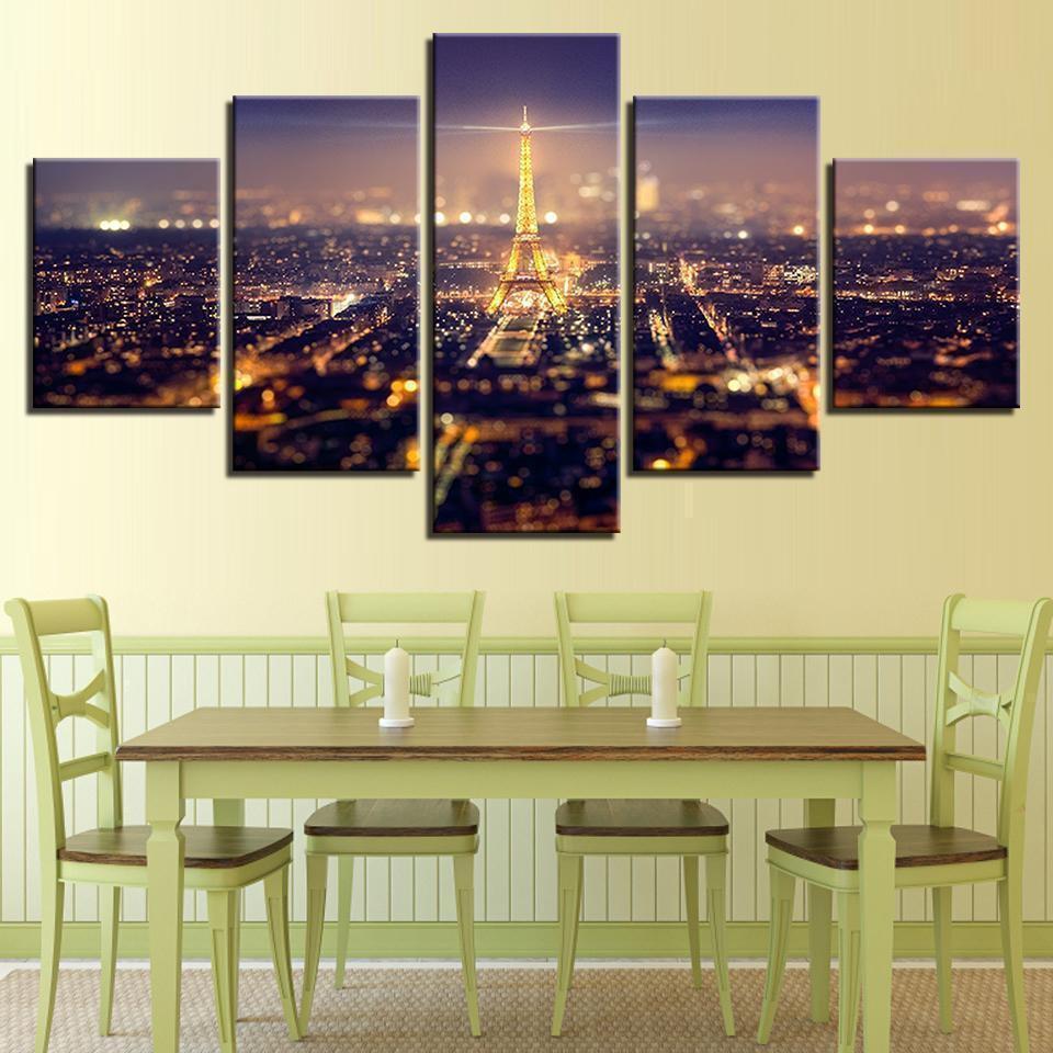 Eiffel Tower Paris Night Nature Canvas Wall Art