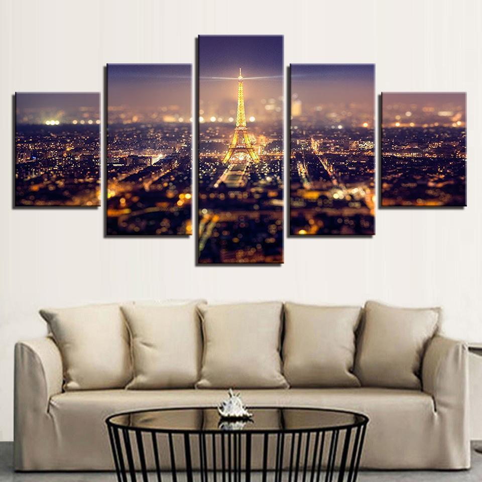 Eiffel Tower Paris Night Nature Canvas Wall Art