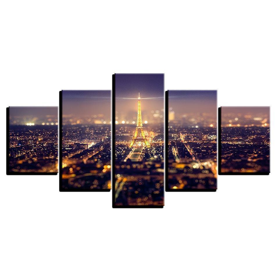 Eiffel Tower Paris Night Nature Canvas Wall Art