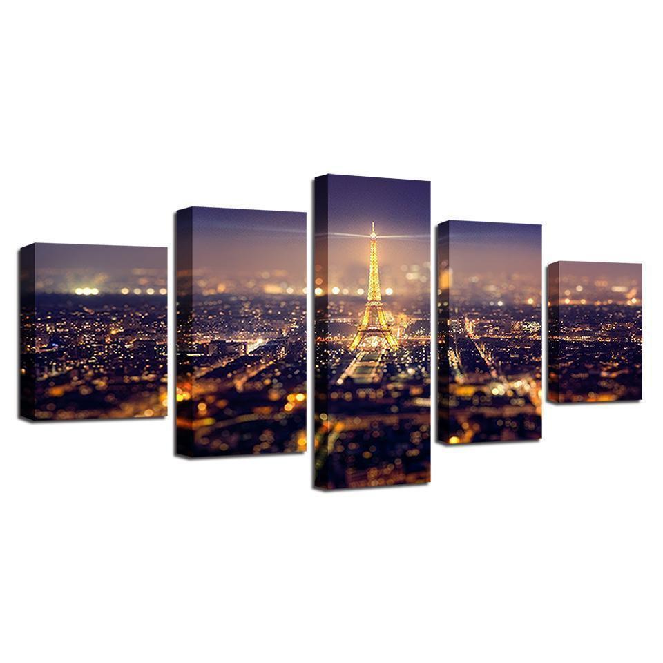 Eiffel Tower Paris Night Nature Canvas Wall Art