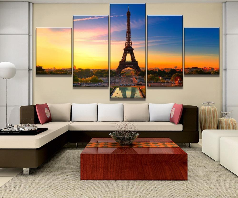 Eiffel Tower Sunset Landscape Canvas Wall Art