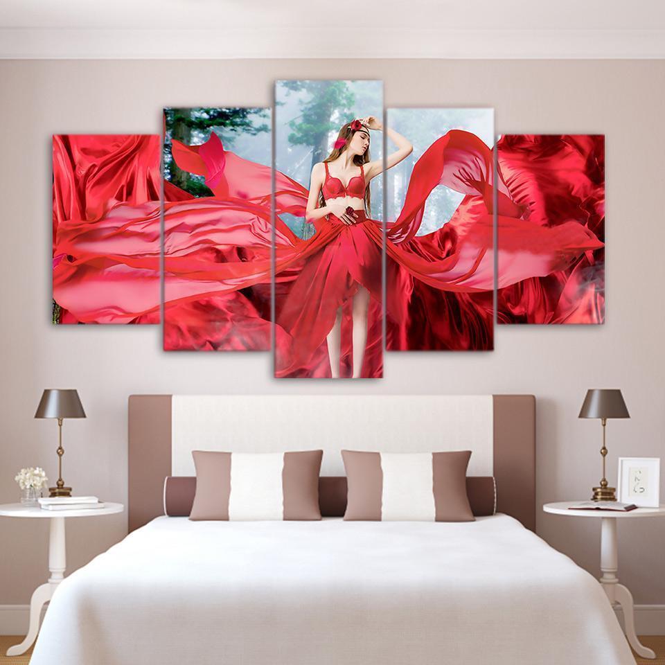 Elegant Girl In Nature Forest Nature Canvas Wall Art