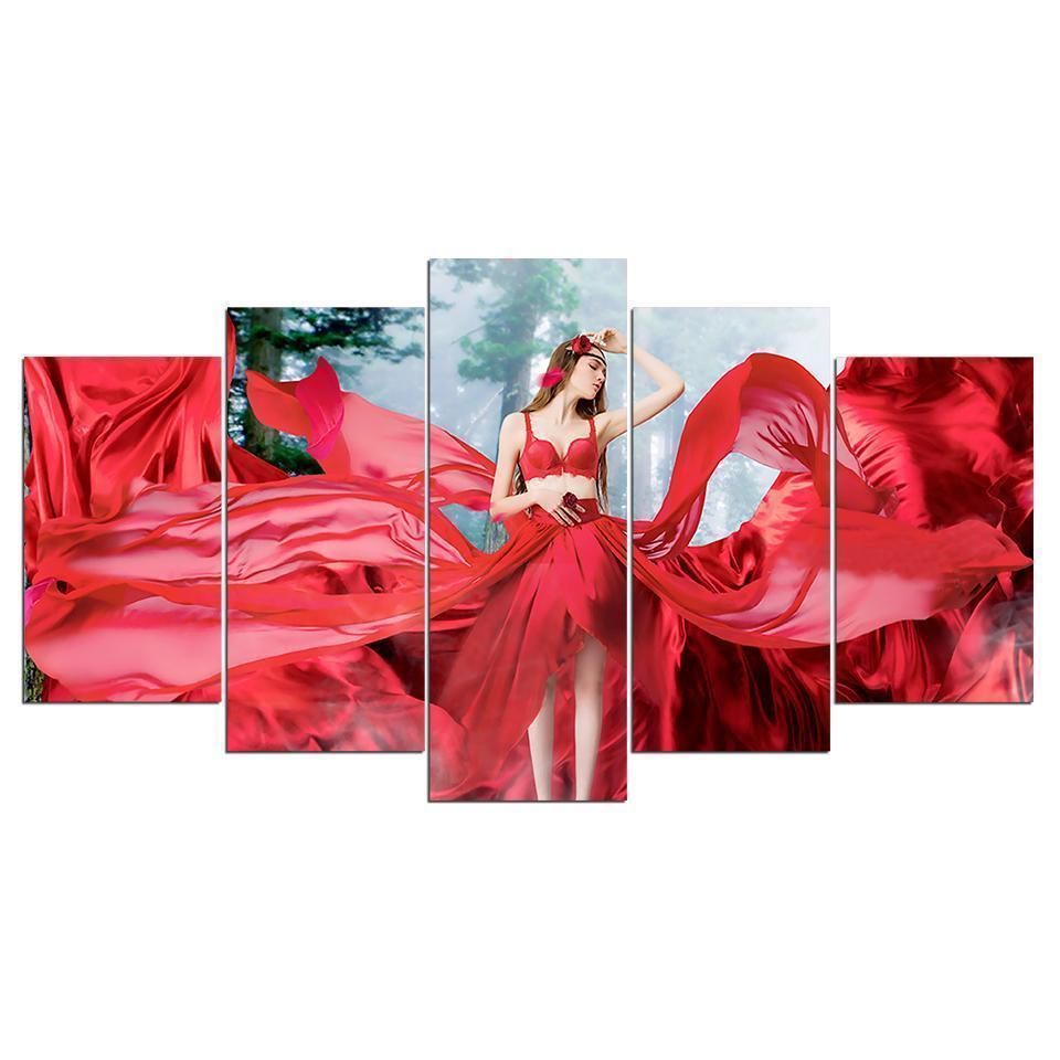Elegant Girl In Nature Forest Nature Canvas Wall Art